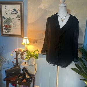 Elegant Black Ruffle Blouse